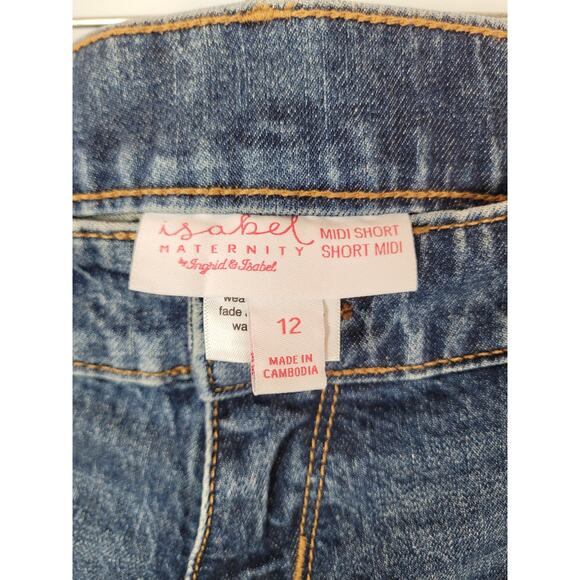 Isabel Maternity By Ingrid & Isabel NWT Midi Medium Blue Maternity Short 12/31 - Picture 2 of 5